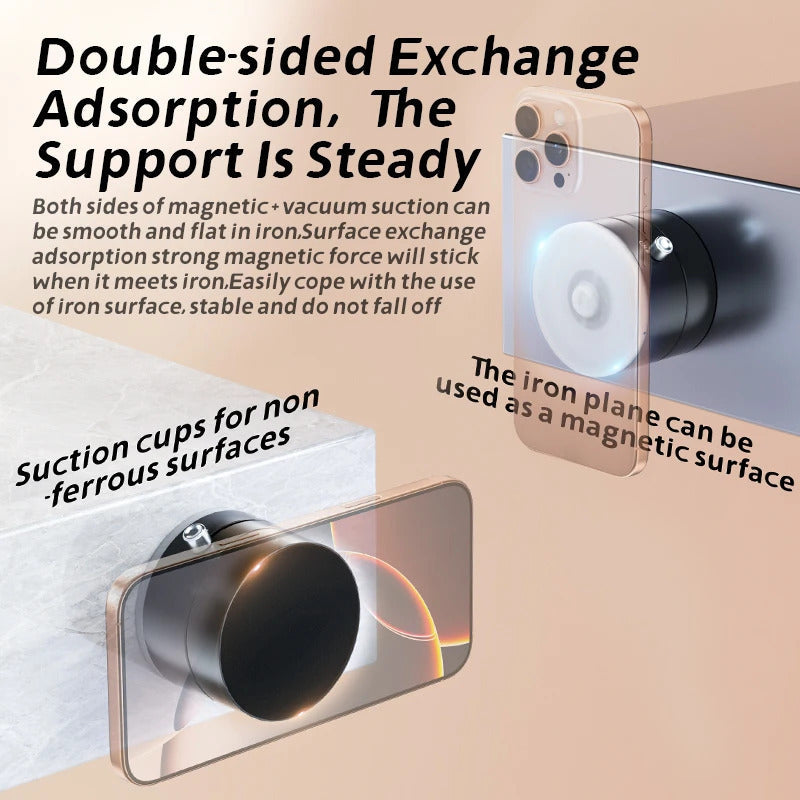 Vacuum Magnetic Car Phone Holder | 360° Rotatable Foldable Suction Mount | Retractable Dashboard & Windshield Holder for All Smartphones