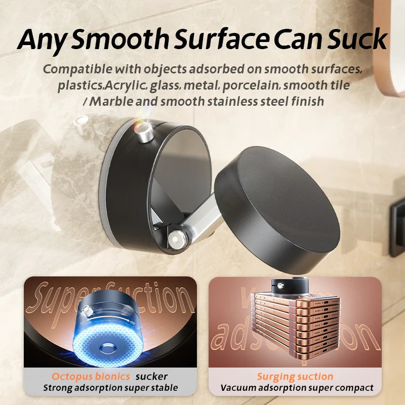 Vacuum Magnetic Car Phone Holder | 360° Rotatable Foldable Suction Mount | Retractable Dashboard & Windshield Holder for All Smartphones